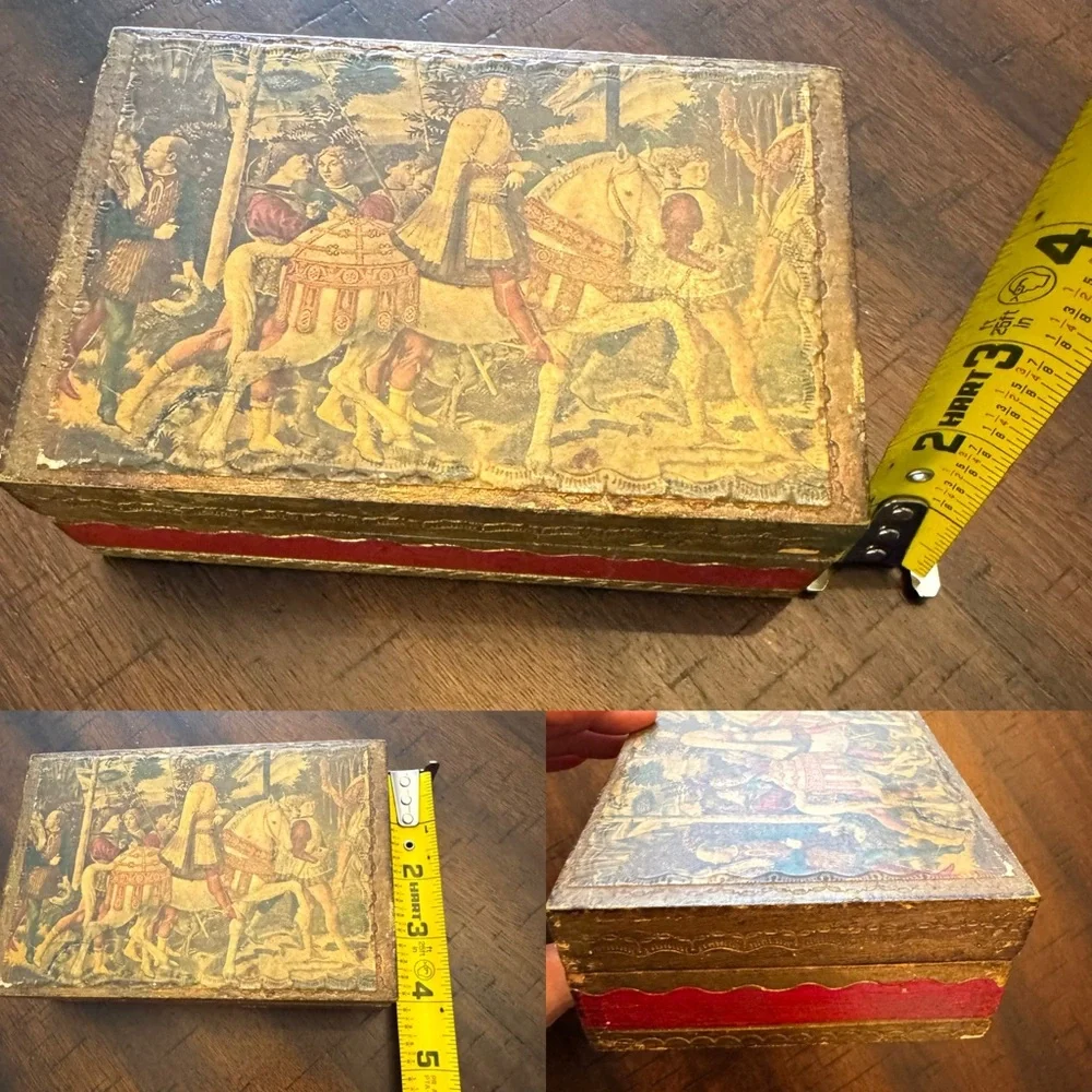 Vintage Italy Florentine Box Medieval Scene English cottage Old world Heritage